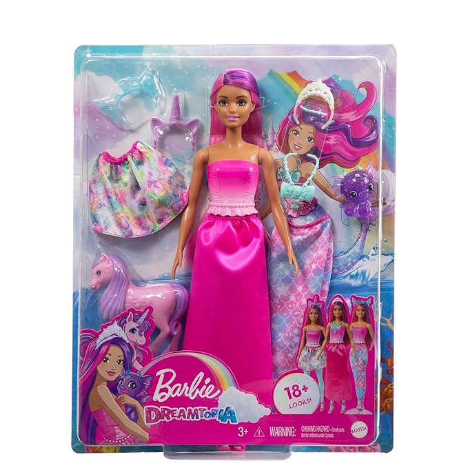 Barbie® Doll, Mermaid Toys, Clothes and Accessories, Fantasy Dress-Up Set, Baby Unicorn and Dragon Pets