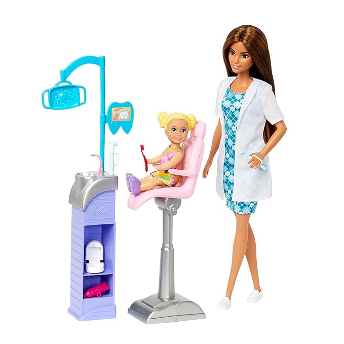 Barbie Careers New Dentist Doll and Playset with Accessories, Medical Doctor Set, Toys