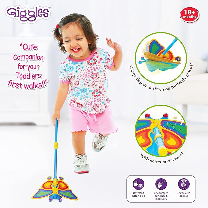 Giggles Funskool Betty The Butterfly, Educational Push Along Toys for Kids, Encourages Learning & Development, Fun Activity for Babies, Gift Set for Kid, Age 18+ Months