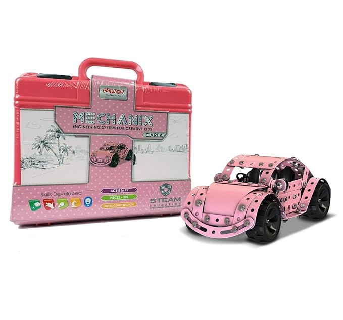 Mechanix Carla Smart Bag, STEM Toy, DIY Building and Construction Set for Boys and Girls Age 8+ Years - Pink