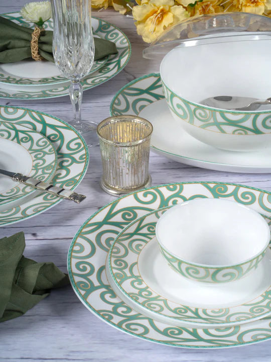 Cello Ariana Green Swirl Dinner Set of 27 Pcs