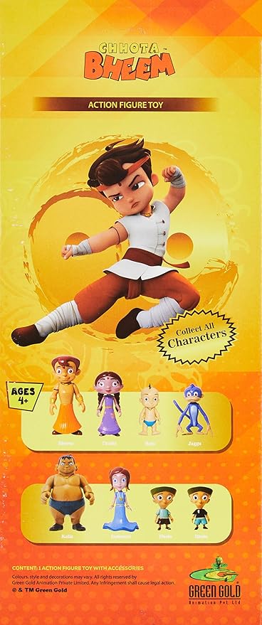 Funskool-Chhota Bheem 7 Inch Action Figure,Green Gold Chhota Bheem and Friends with Articulation,7 inches,Collectible,for 4 Year Old Kids and Above,Toy