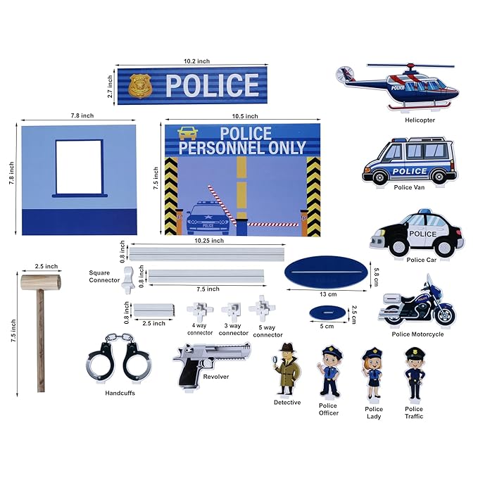 DIY Police Station Playhouse Set – 99 Pcs Interactive Role-Play Toy, Multi-Level Police Headquarters with Cars, Figures & Accessories, Kids Pretend Play Set