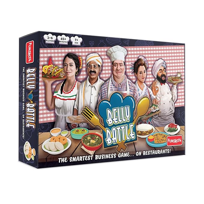 Funskool Games, Belly Battle, Multiplayer Restaurant-Themed Strategy Game, 3-6 Players, Ages 7 and Above.