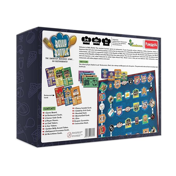 Funskool Games, Belly Battle, Multiplayer Restaurant-Themed Strategy Game, 3-6 Players, Ages 7 and Above.