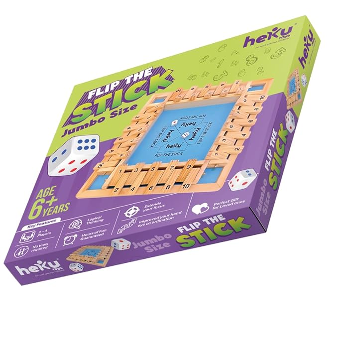 Flip The Stick - Jumbo Size - Wooden Educational Board Game for Kids - Flip Game - Gift for Kids - Math Strategy Board Game - Family Game