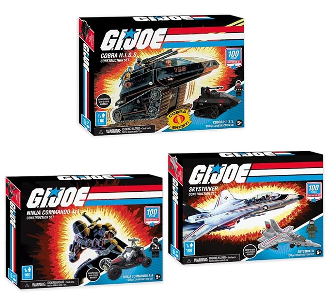 G. I. Joe 3 Gi Joe Military Vehicle Construction Sets, Building Kits (300 Total Pieces)