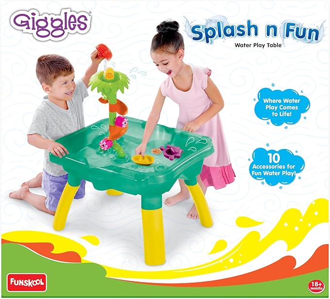 Funskool Giggles Splash n Fun Water Play Table, 10 Accessories for Water Fun Play, Ideal for pre-Schoolers, Multi-Colour.