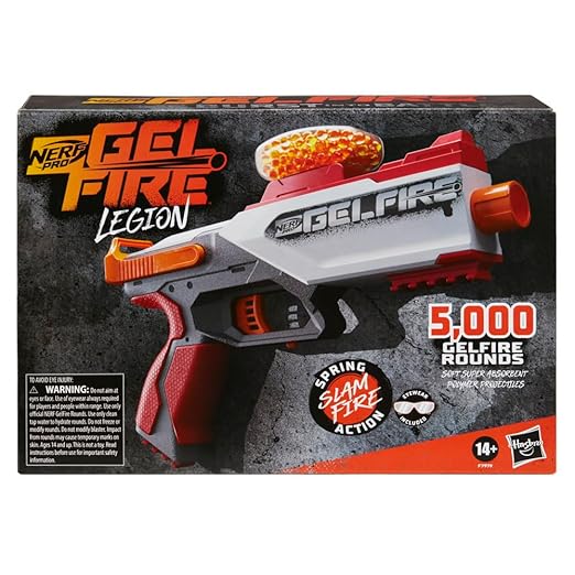 Nerf Pro Gelfire Legion Spring Action Blaster, 5000 Gelfire Rounds, 130 Round Hopper, Protective Eyewear, Slam Fire, Ages 14 & Up