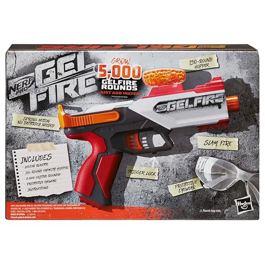 Nerf Pro Gelfire Legion Spring Action Blaster, 5000 Gelfire Rounds, 130 Round Hopper, Protective Eyewear, Slam Fire, Ages 14 & Up