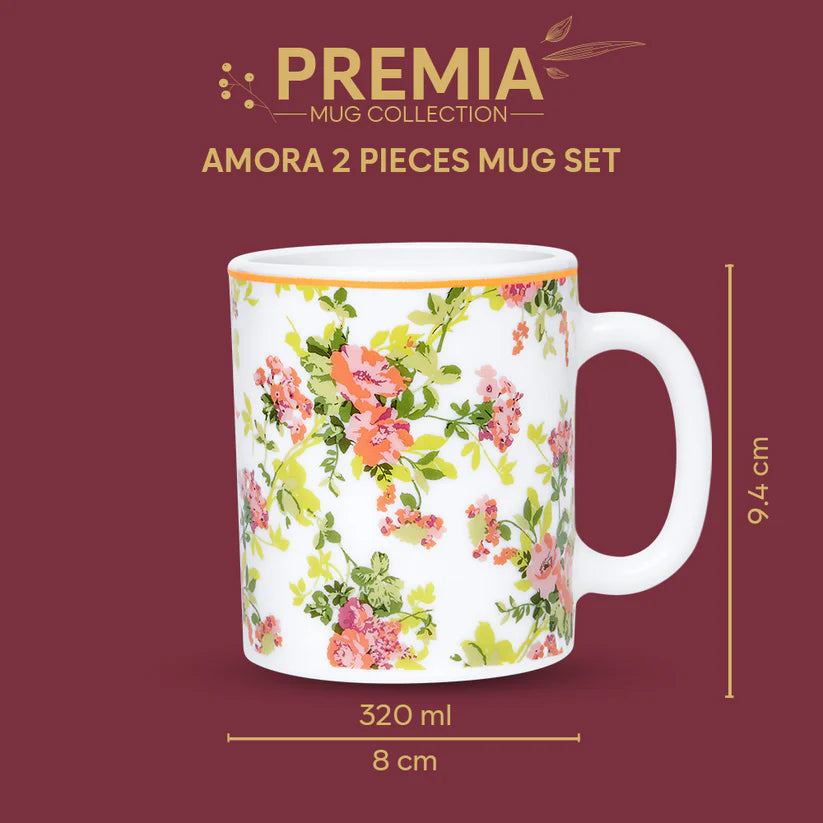 Borosil Larah Amora Mug Set set of 2 320ml