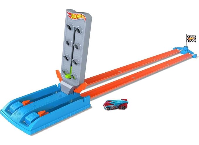 Hot Wheels® Dragstrip Champion™ Playset with One 1:64 Scale Toy Car, Track Set Includes Launcher, Start Gate and Winning Flag