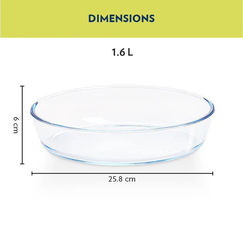 Borosil Baking & Serving Oval Shape Dish | Borosilicate Glass Bakeware and Serveware Tray | Microwave, Oven & Dishwasher Safe Bowl | Transparent Container (1.6 L)
