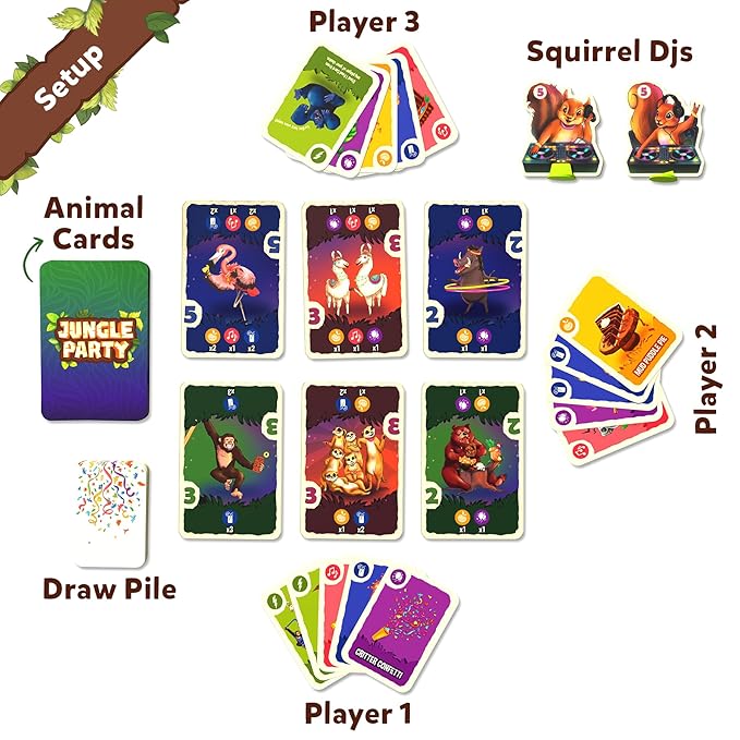 Skillmatics Card Game - Jungle Party, Fun Family Card Game of Strategy & Luck, Party Game, Gifts for Girls & Boys Ages 7, 8, 9 & Up,for kids