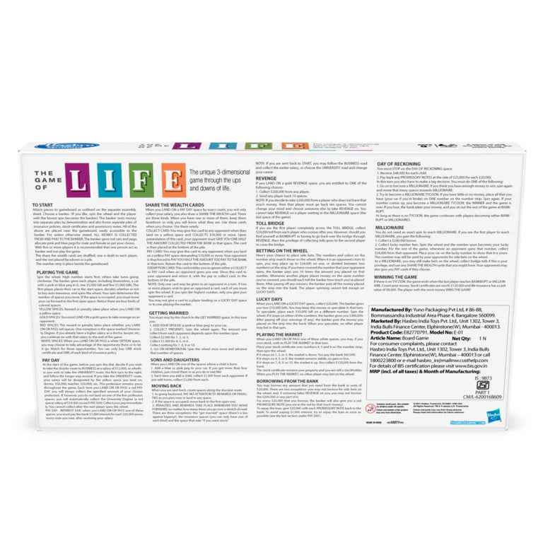Hasbro Gaming The Game of Life Board Game for Families and Kids Ages 9 and Up