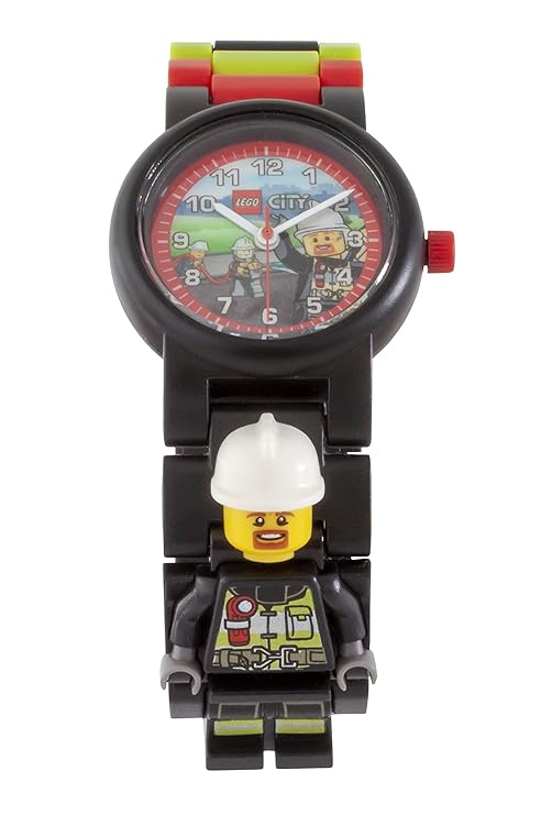 LEGO Kid's Analog Watch Set Minifigure Link City Fire Fighter 802159