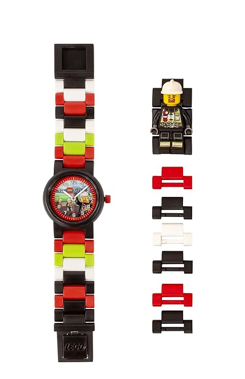 LEGO Kid's Analog Watch Set Minifigure Link City Fire Fighter 802159