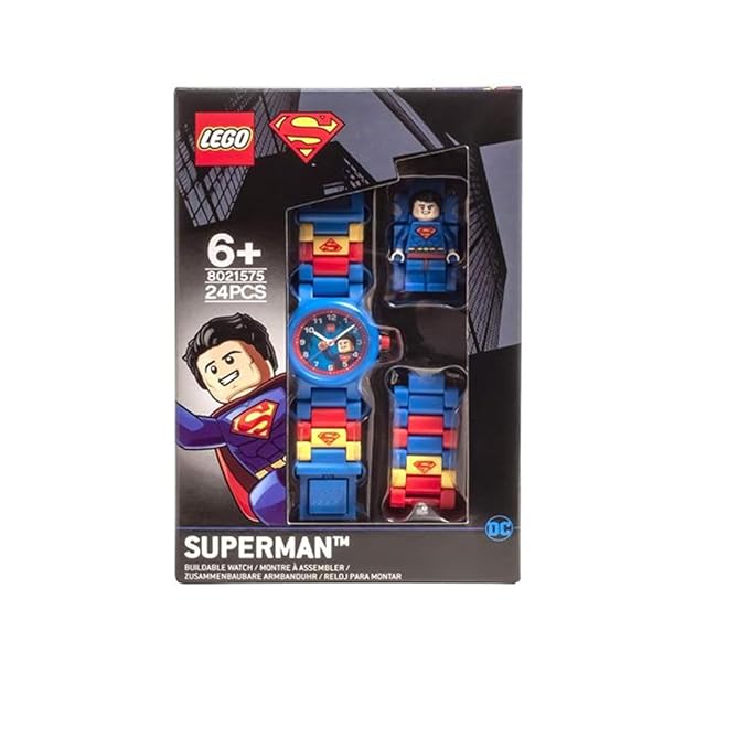 LEGO Kid DC Superman Minifigure Link Analog Watch 8021575