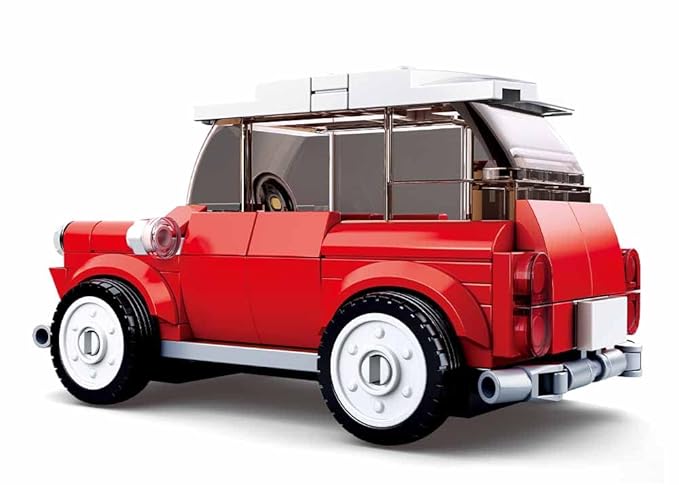 Playzu Sluban Mini Red Car Toy with Model Bricks with 1 Male Rider Toy