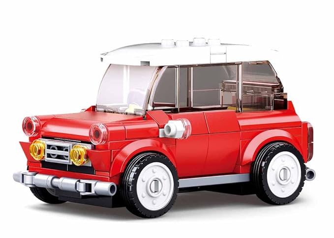 Playzu Sluban Mini Red Car Toy with Model Bricks with 1 Male Rider Toy