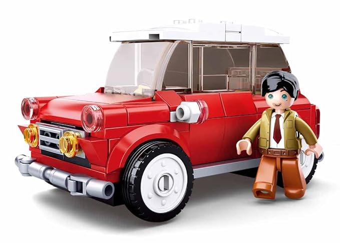 Playzu Sluban Mini Red Car Toy with Model Bricks with 1 Male Rider Toy