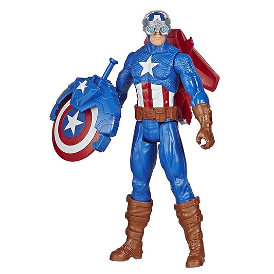 MARVEL Avengers Titan Hero Series Blast Gear Captain America, 12-Inch Toy, Launcher, Projectile