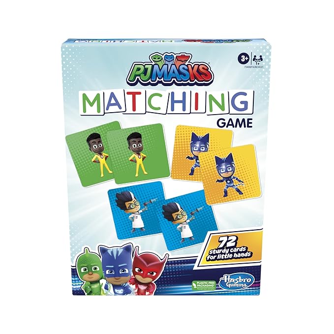 PJ Masks Hasbro Gaming Matching Game for Kids Ages 3&Up,Fun Preschool Game for 1+ Players,Multicolor
