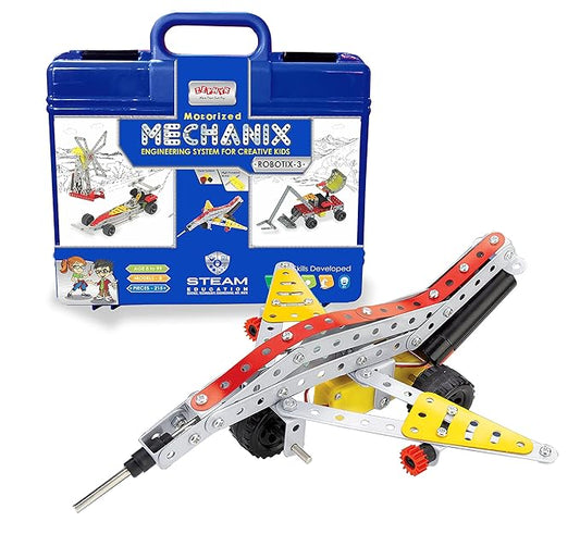 Mechanix Robotix-3 Smart Bag DIY Stem and Steam Education Metal Construction Set (Motors & Gears) for Boys and Girls Age 7+ (Special Edition)