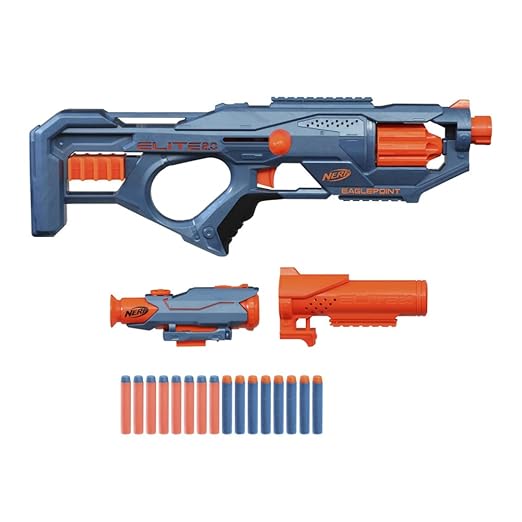 Nerf Elite 2.0 Eaglepoint RD-8 Toy Blaster, 16 Nerf Darts, Fun Toy for Kids Teens and Adults, Outdoor Play for Boys, Birthday Gift for Kids Ages 8+