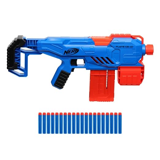 Nerf Alpha Strike Flyte Cs-10 Motorised Blaster 10-Dart Clip-Fed Blasting 20 Official Nerf Elite Darts Toys for Kids, Teens, Adults, Toys for Boys & Girls,Multicolor