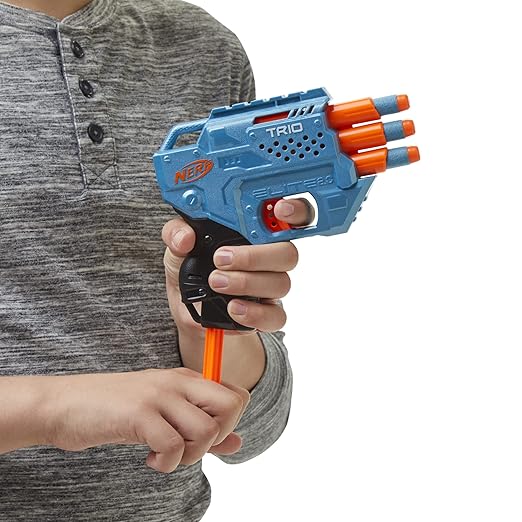 Nerf Elite 2.0 Trio Sd-3 Blaster, 6 Darts, 3-Barrel Blasting, Tactical Rail for Customizing Capability, Multicolour