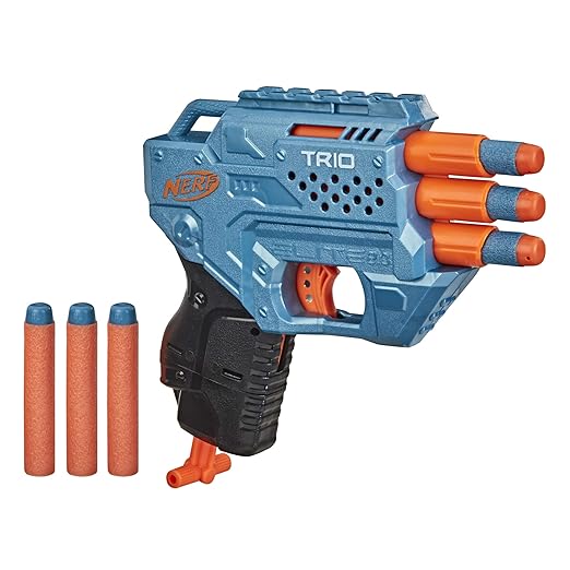 Nerf Elite 2.0 Trio Sd-3 Blaster, 6 Darts, 3-Barrel Blasting, Tactical Rail for Customizing Capability, Multicolour
