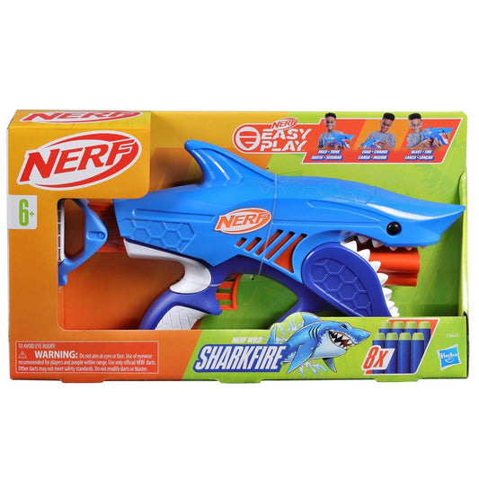 Nerf Junior Wild Sharkfire Toy Gun, Easy Play Dart Blaster, 8 Elite Darts, Blaster Shark Toys for 6 Year Old Boys & Girls, Outdoor Toys