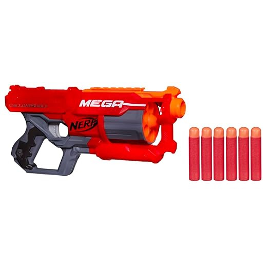NERF N-Strike Plastic Mega CycloneShock, Includes Blaster and 6 Darts, for Kids Ages 8 and Up, Multicolor