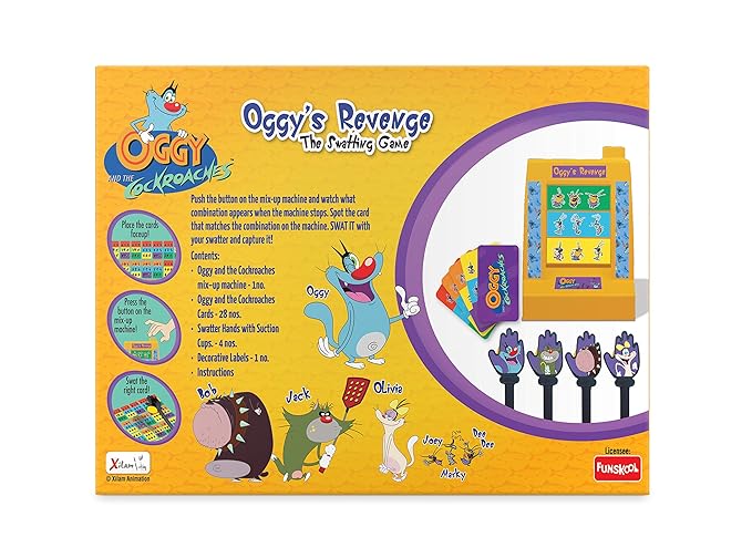 Funskool Games Kid's and Family's Oggy's Revenge, The Swatting Game, Family Entertainment Game (Multicolor, 2-4 Players, 4 and Above)