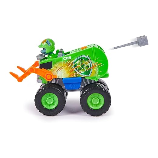Paw Patrol Rocky Rescue Wheels - Collectable Action Car Figure - 1 Projectiles - Children's Toy for 3 Years and Above