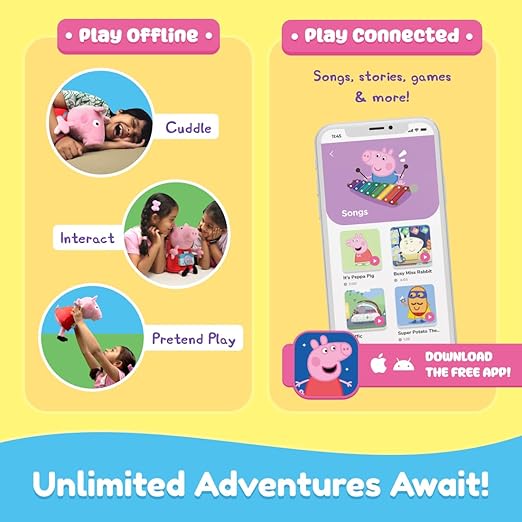 PlayShifu Peppa Pig Toy | Singing & Talking Plush | Interactive Soft Toy for Kids 3+ | Bluetooth Play with Rhymes, Stories & Pretend Play | Birthday Gift for Girls & Boys