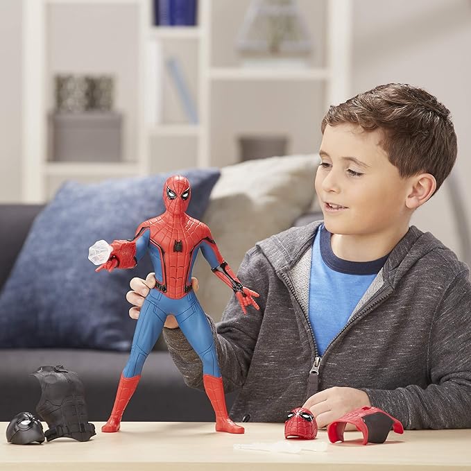 SPIDER-MAN Marvel Plastic Far From Home Deluxe 13-Inch-Scale Web Gear Action Figure With Sound Fx, Suit Upgrades, And Web Blaster Accessory - Multicolor