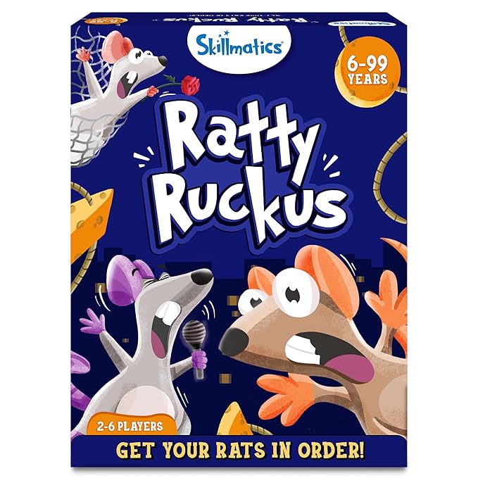 Skillmatics Card Game - Ratty Ruckus, Fun for Family Game Night, Perfect for Board Game Lovers, Gifts for Girls, Boys, Teens, Adults Ages 6, 7, 8, 9 and Up, Tic-Tac-Toe with a Twist
