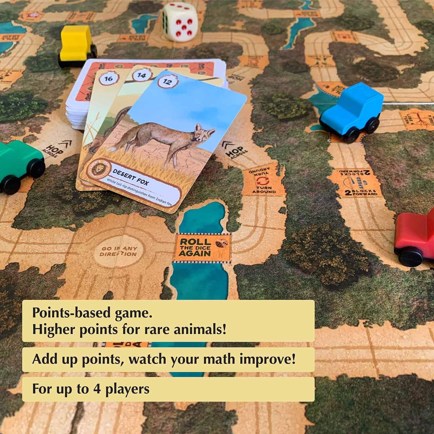 KAADOO Explore-Big Roar-Wildlife Safari Adventure-Educational Family Fun 2-in-1 Combo Board Game for 6+ Year Olds-Made in India (2-4 Players)