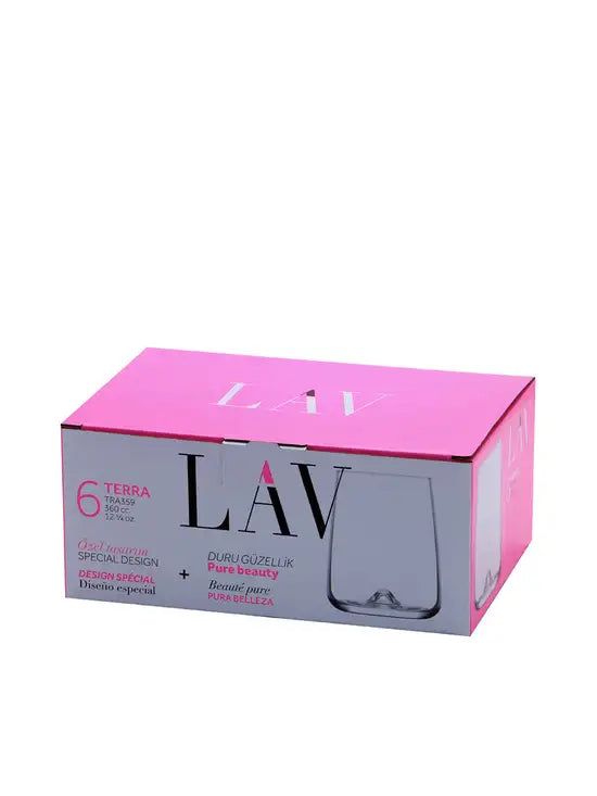 Lav Terra Glass Set for Soft Drink, 6 Pcs, 12.25 Oz (360 cc)