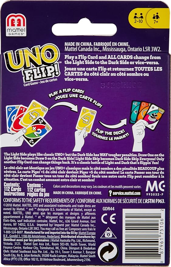 UNO Kid Mattel Games Uno Flip Side Card Game, Multi Color