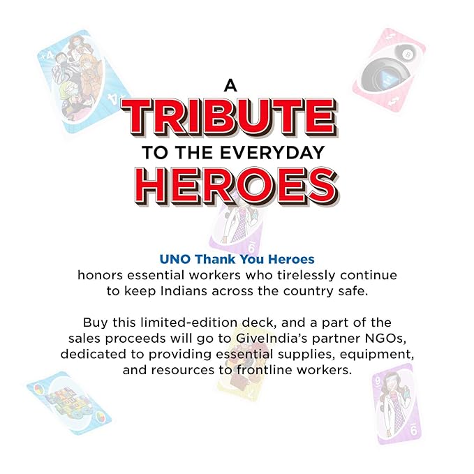 Mattel UNO - THANK YOU HEROES Card Game for Kid