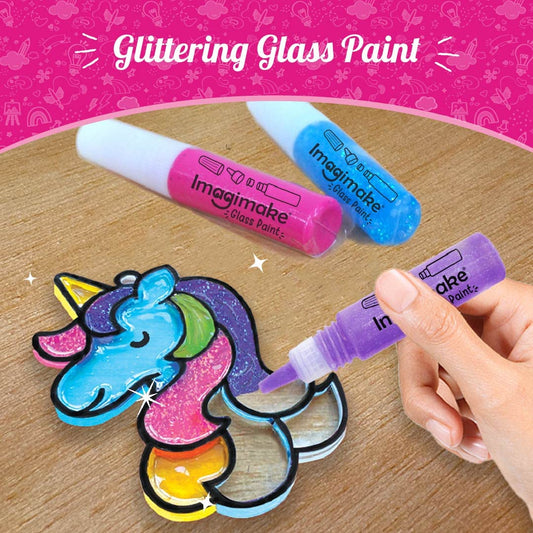 Imagimake Window Art - Princess - 16 Pieces Glass Painting Set - Princess, Mermaid, Unicorn Designs - Craft Kit for Girls 5 Years & Above - Multicolor