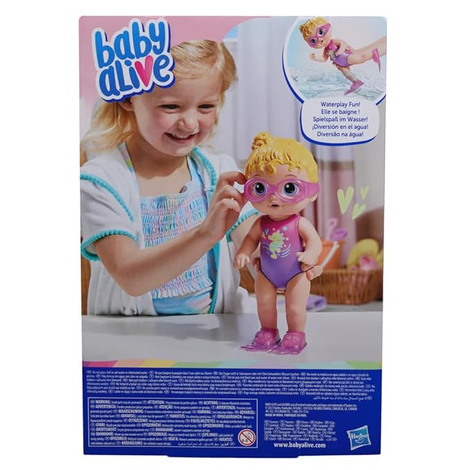 Baby Alive Sunny Swimmer Doll, 10-Inch Water Baby Dolls for 3 Year Old Girls and Boys and Up, Doll, Blonde H