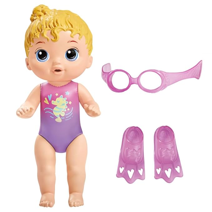 Baby Alive Sunny Swimmer Doll, 10-Inch Water Baby Dolls for 3 Year Old Girls and Boys and Up, Doll, Blonde H