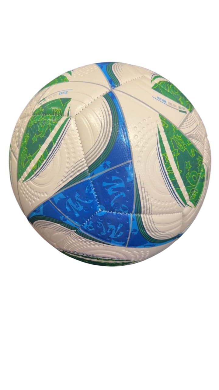 Littla Professional Soccer Ball, Premium Match Football with Enhanced Grip, White, Blue and Green Design, Competition Grade Training Ball to Play on Both Natural and Artificial Grass Size - 5