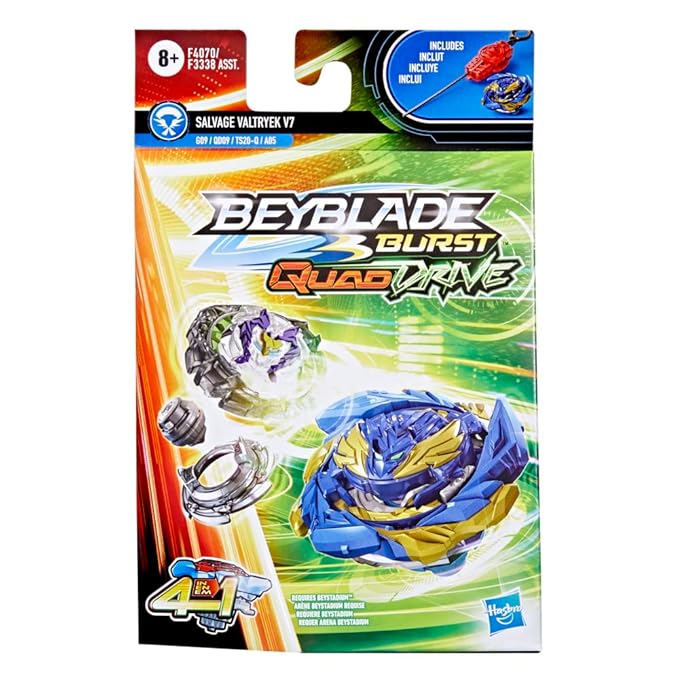 Beyblade Burst QuadDrive Salvage Valtryek V7 Spinning Top Starter Pack Battling Game Top Toy with Launcher