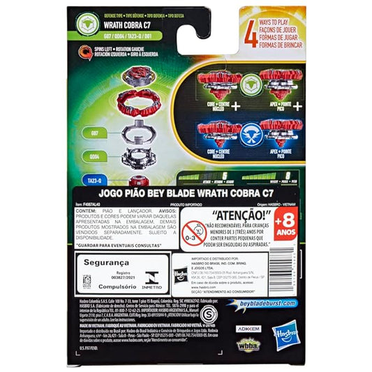 Beyblade Burst QuadDrive Wrath Cobra C7 Spinning Top Starter Pack Battling Game Top Toy with Launcher