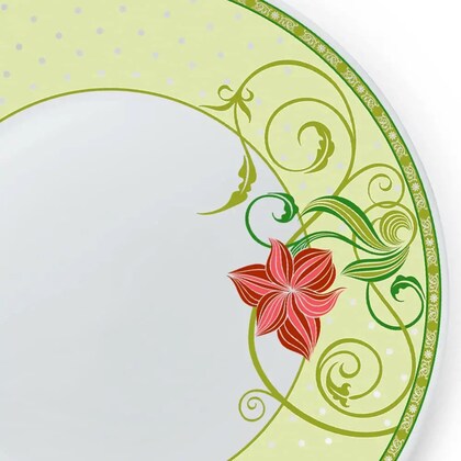 Borosil Opalware Green Premium Quality Bone Ash Free Emerald Dinner Set (Pack Of 44)
